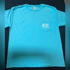 Southern Fried Cotton Aqua Pocket T “Sweet Southern Thing”Medium Good condition